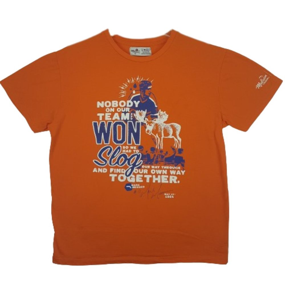 Vintage Molson Canadian Tee Shirt Large US L Edmonton Oilers 1984 Mark Messier